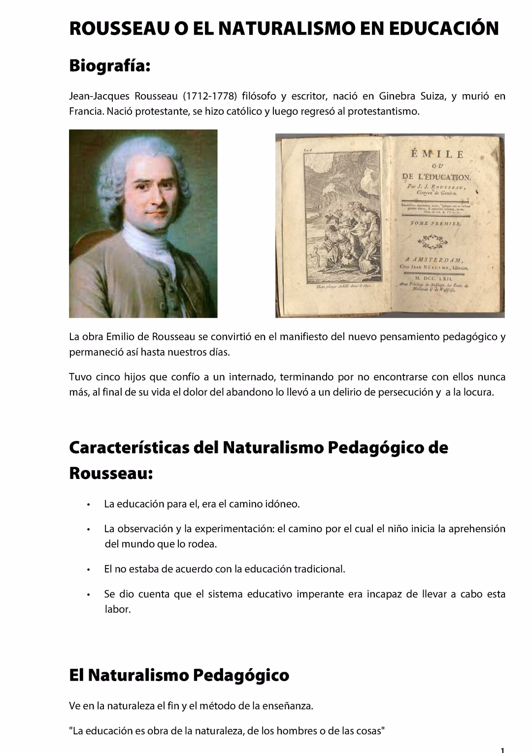 ¿Qué rol juega la educación en la obra Emilio de Rousseau?