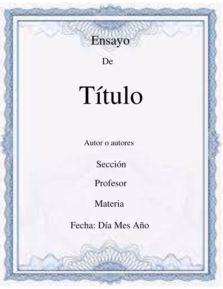 ¿Qué lleva la portada de un ensayo escolar?