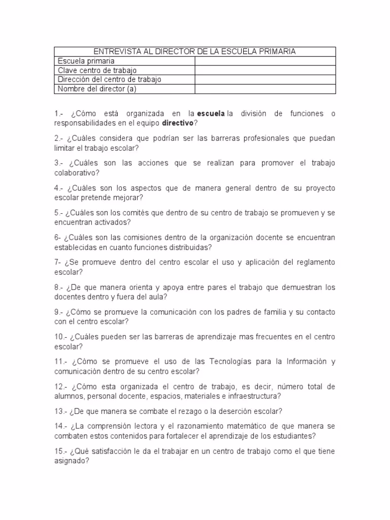 ¿Qué preguntas hacer en una entrevista a un director de escuela?
