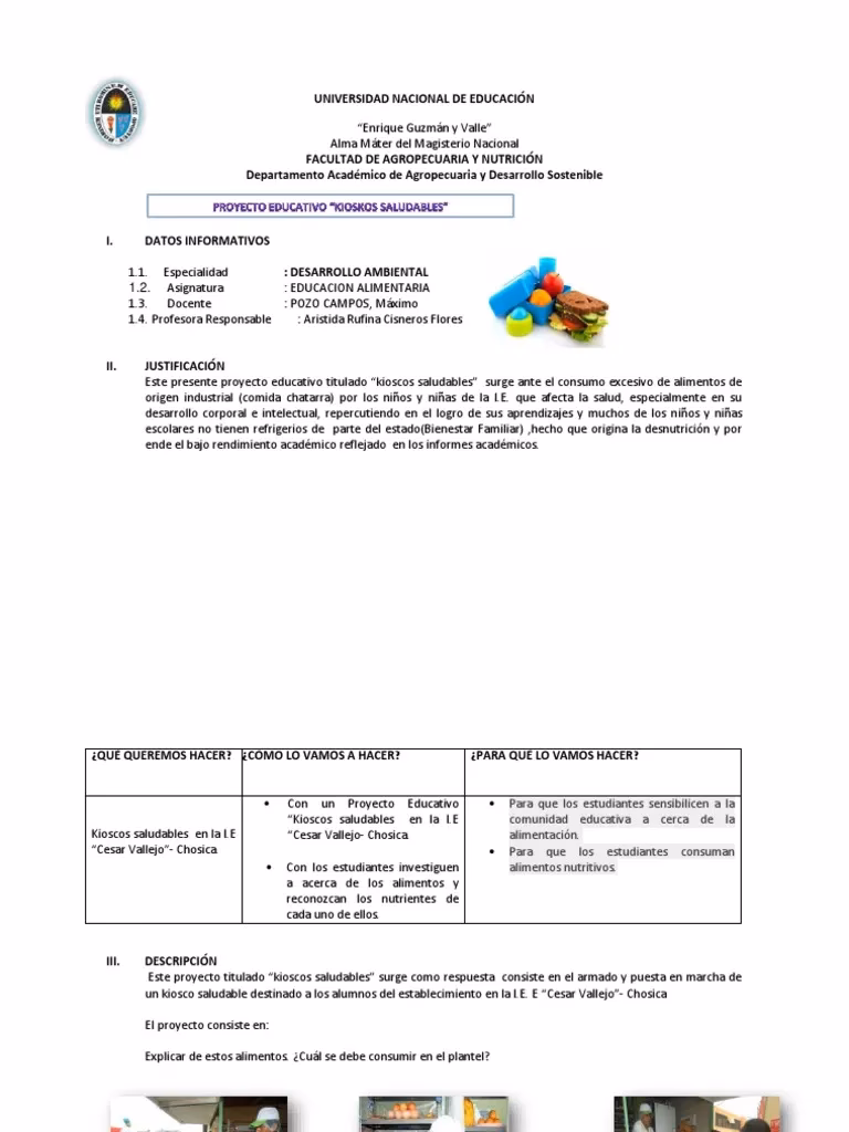 ¿Cómo elaborar un proyecto de alimentación saludable?
