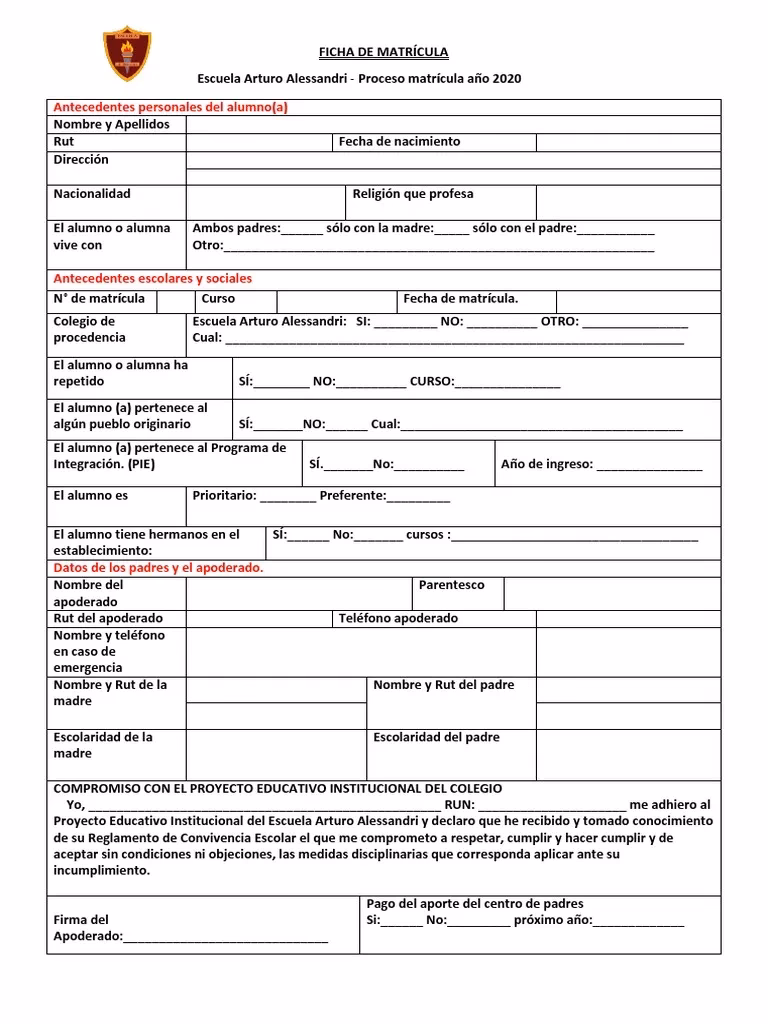 ¿Qué es una matrícula en un colegio?