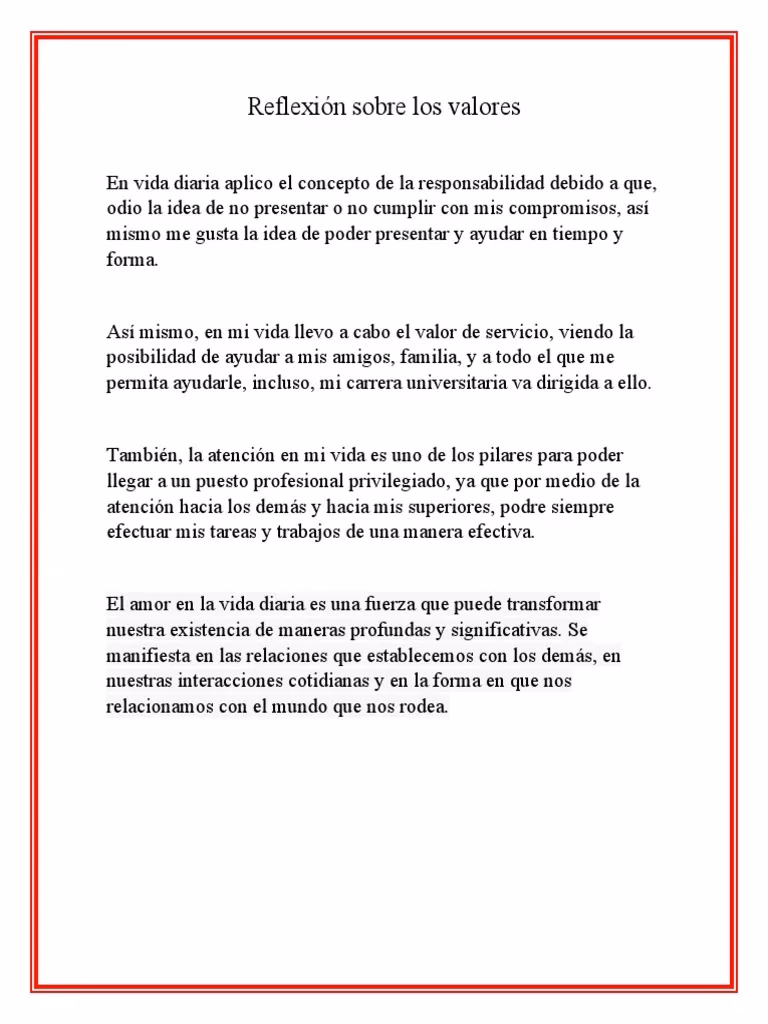 ¿Qué reflexión nos deja los valores?
